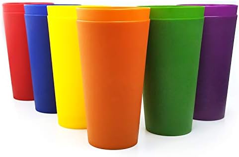 Пластмасови чаши KX-WARE на 32 грама, по-Големи Чаши за пиене, комплект от 6 Многоцветни