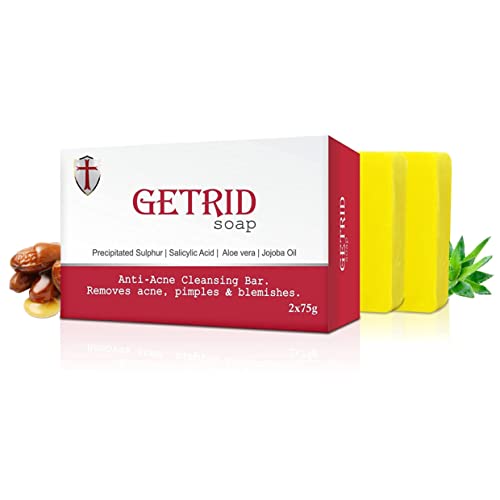 GETRID (2 х 75 г Тръпчив сапун за лице и тяло, обогатен салицилова киселина и сяра / Сяра Почистване шоколад