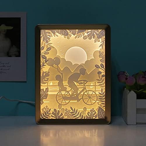 SIWEME Подарък за Деня на бащата 3D обработка На Хартия лека нощ Shadow Кутия Хартиени Скулптури Рамка Настолни Лампи