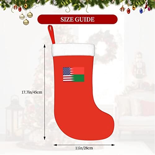TZT Американски Флаг и знамето на Мадагаскар, Коледни Чорапи, Подаръци за Коледно парти за семейни Празнични украси 18 Инча
