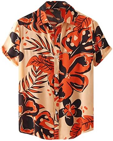 XXBR Мъжки Хавайски Ризи С Къс ръкав Копчета В етнически стил Бохо С Флорални Принтом, Ежедневни Риза Свободно, Намаляване,