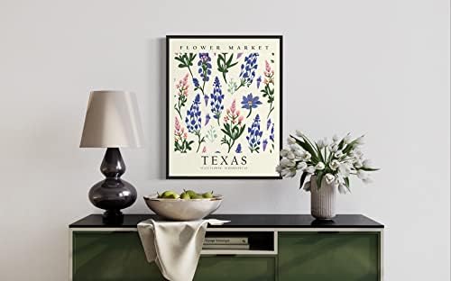 Texas арт Принт, Texas Плакат, монтиран на стената артистичен интериор, Пътен плакат с карта на щата Тексас, Декорация