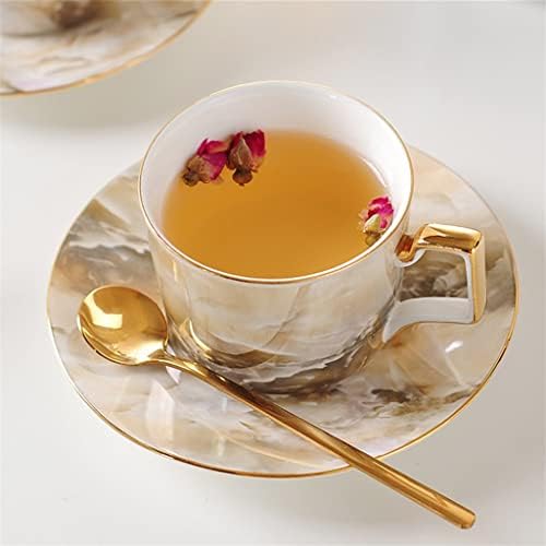 Marble maker GRETD чаши за Кафе от костен порцелан, Чаени чаши, Чинии, Креманки, Сахарницы, комплекти за варене на чай (Цвят: A, размер: както е показано на фигурата)