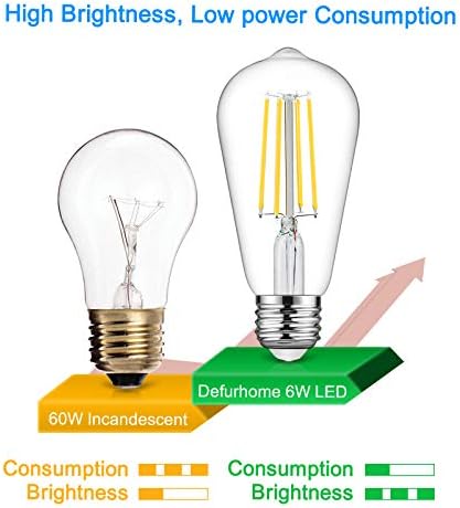 Led Edison Defurhome капацитет от 60 Вата в изражение, Дневен Бял 4000 До, led лампа със защита на очите 95 + CRI, led крушки с нажежаема жичка ST58, Осветление в старинен стил, без регулир
