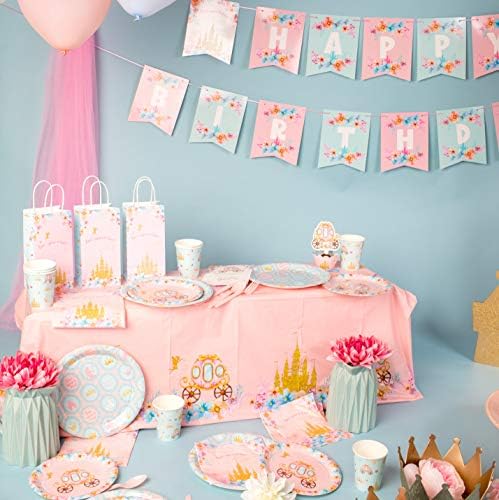 Чинии, салфетки и чаши принцеси На 16 порции | Включва големи чинии принцеси, Малки Десертни чинии, чаши и салфетки | идеален за рождения Ден на принцеса, детска душа и