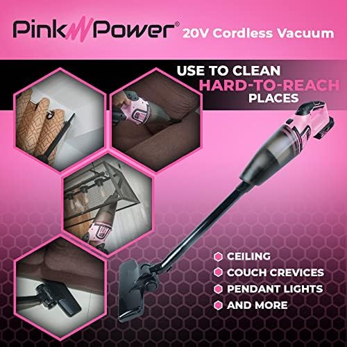 Лесен за безжична прахосмукачка Pink Power 20V за дома и Розово Набор от инструменти за жени от 189 теми - Преносим