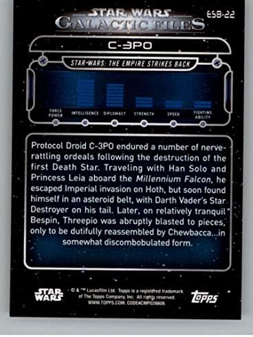 2018 Topps Междузвездни войни Галактическия файлове ESB-22 C-3PO Империята отвръща на удара Официалната Търговска картичка