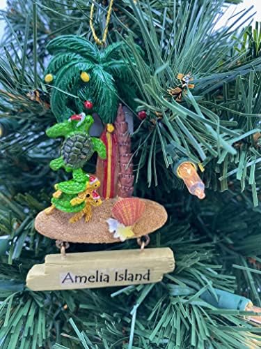 Украса На Остров Амелия Флорида Спомен Плаж На Санта Коледно Дърво Тропическо Празнична Украса