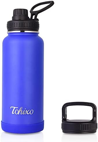 Бутилка за вода Tohixo 32 грама с вакуумна изолация, с широко гърло, дръжка, с две Корици, бутилка за гореща и студена спортна