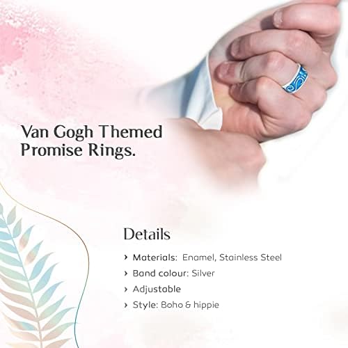 Подходящи пръстени Morf Jewelry - Регулируеми пръстени за двойката на Ван Гог - Пръстен-Обещание на ръчен труд за двойки -