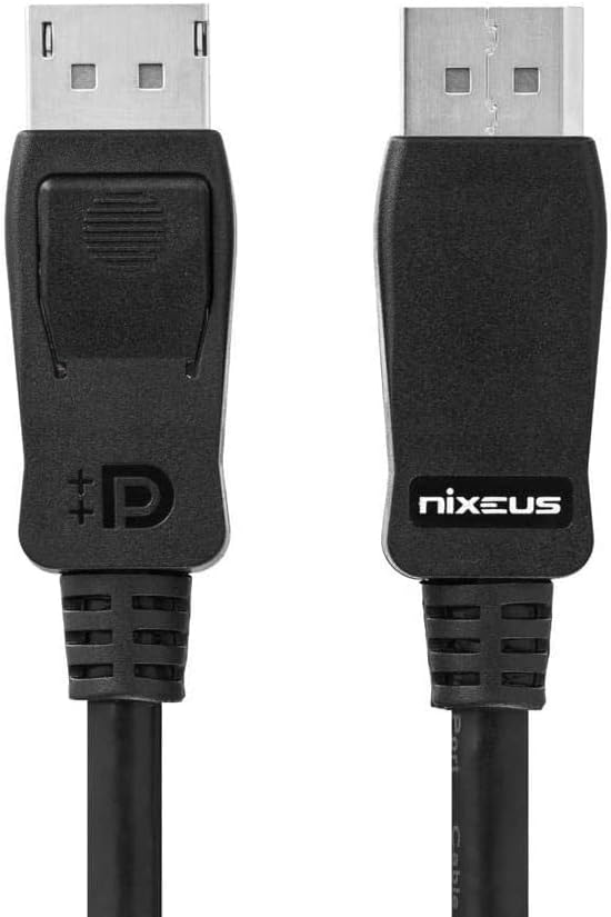 Nixeus (2 комплекта VESA сертифициран кабел DisplayPort 1.4 HBR3 (6 фута) - Поддържа HDR, FreeSync, G-Sync, адаптивни синхронизация, 4K 144 Hz, 8K 60 Hz и сверхвысокую честотата на обновяване до 360 Hz (N
