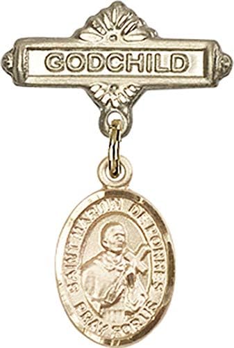 Детски икона Jewels Мания с чар Свети Мартин де Порреса и иконата Кръщелник | Детски икона от 14-каратово злато