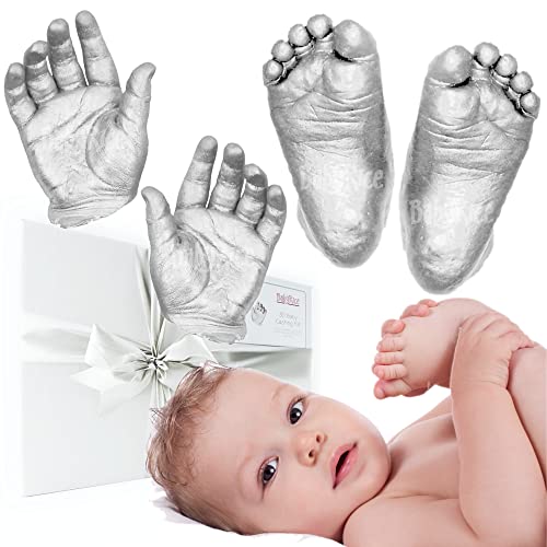 Комплект за леене BabyRice Large Baby (чудесно за близнаци!), бяла рамка 14,5x8,5 инча, бяло планина, Сребриста Метална