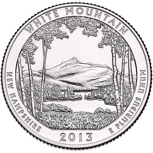 2013 P, D, S BU White Mountain New Hampshire National Forest NP Quarter Choice Комплект от 3 монети, Монетен двор на САЩ,