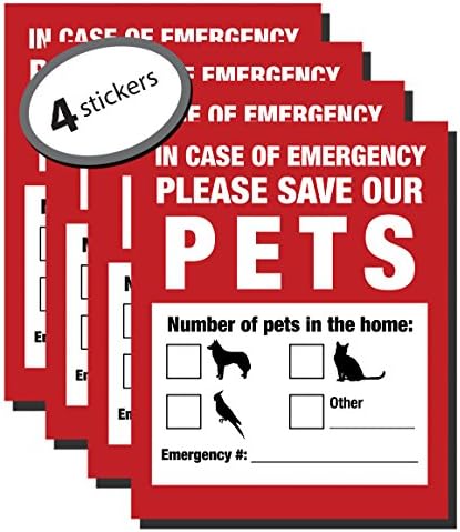 Стикер за търсене на домашни любимци в рамките на 4 опаковки - Лепило ОТПРЕД и ОТЗАД. В случай на възникване на извънредна ситуация пожарникари ще видите предупрежд?