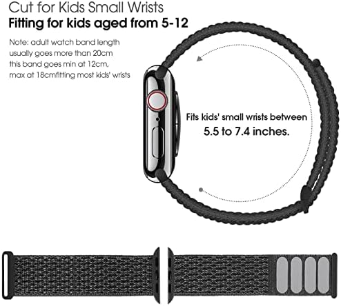 BlackPro за деца Apple Watch Band, Дишаща мека найлонова каишка с линия за момчета и момичета, съвместим с Apple Watch Серия 7/6/5/4/3/2/1/SE/8 38 мм 40 мм 41 мм 42 мм 44 мм 45 мм