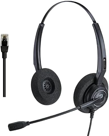 OPUXT Конектор за свързване на RJ9 с две слушалки Кабелни Слушалки с микрофон Слушалки с шумопотискане, Съвместими с Alcatel