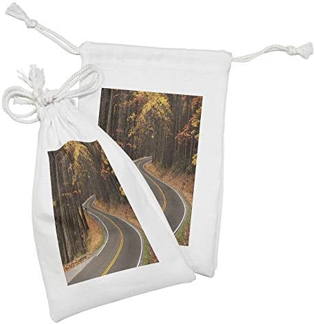 Комплект от 2 чанти от есента на тъкани Ambesonne, Криволичещ път През гората Смоуки Маунтинс, Пътуване и