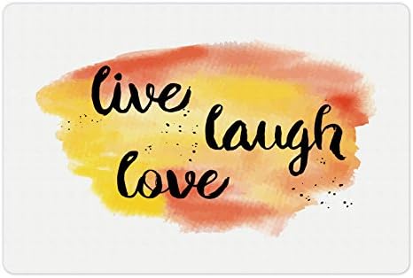 Подложка за домашни любимци Ambesonne Live Laugh Любов за храна и вода, с Надпис в стил Трупове на мека Акварел, Вдъхновяваща