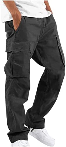 OWOT Панталони-Карго за Мъже, Обикновена Ежедневни Панталони с Много Джобове, Обикновена Засаждане на Открито, Прави