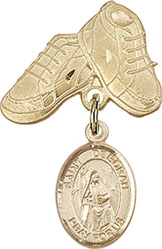 Детски икона Jewels Мания за амулет Свети Дебора и игла за детски сапожек | Детски иконата със златен пълнеж с амулет