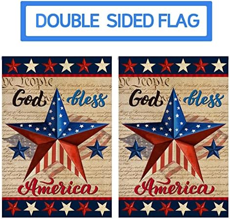 Патриотичен да Благослови Бог Америка, на 4 юли, Градински Флаг 12 x 18 Инча, Вертикална Двупосочна, Синьо-Червена