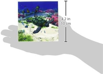 3dRose 3D Розова морска костенурка и да Плава през океана с Тропически рибки, Корали и много Други Керамични плочки, 12 инча