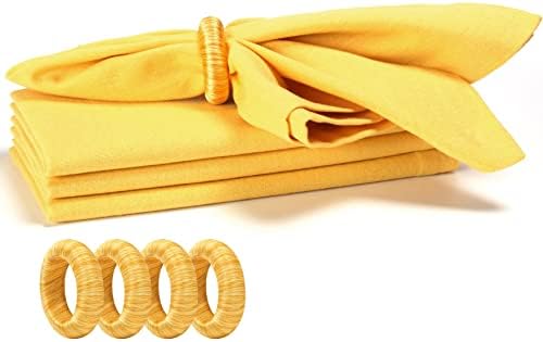 Тъканта Кърпа от памук 18x18 Жълт цвят, Сватбени Кърпички, Кърпички за коктейли, Плат, Салфетки, Памучни Салфетки с обърнати
