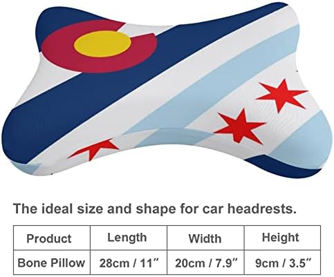 Флаг на щата Колорадо Чикаго Автомобилната въздушна Възглавница За Шията от 2 Възглавници под Формата на Костите Авто облегалката
