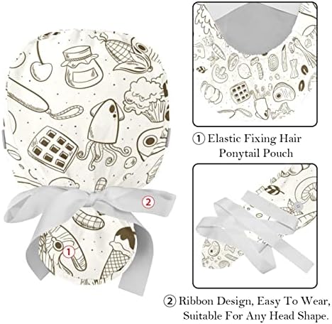 2 Опаковане на Регулирани Работни шапки за еднократна употреба, Пищната Шапка с Копчета, Еластична Лента, Завязывающаяся