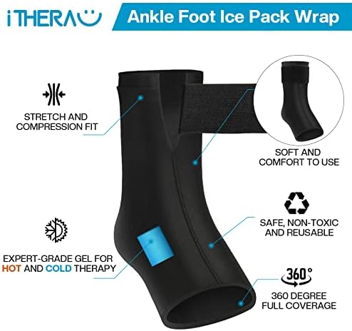 iTHERAU глезена приключи пакет с лед за наранявания многократна употреба - крак пакет с лед, еластичен студен компрес компресиране