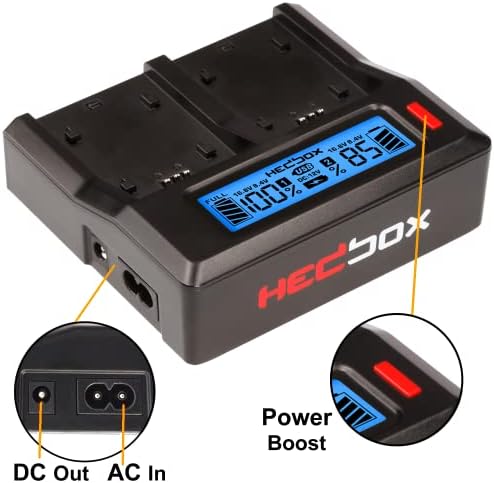 HEDBOX RP-DC50/DFM50 - Двоен LCD зарядно устройство за Sony NP-F550, NP-F770, NP-F970 и Hedbox RP-NPF550, RP-NPF770,