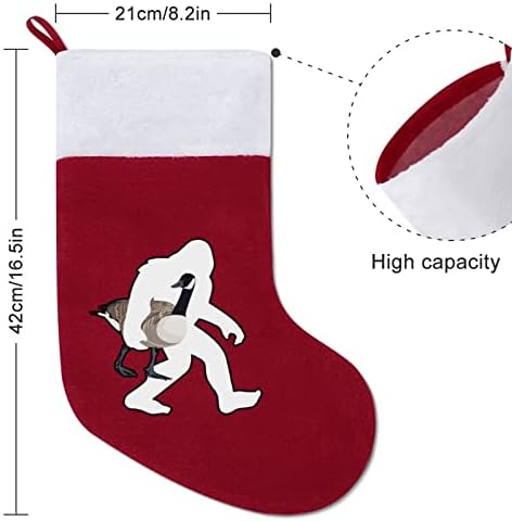 Снежен Човек, Носещ Коледни Чорапи От Канадски Гъски, Бели Супер Меки Плюшени Модни Коледни Чорапи С Коледа Интериор
