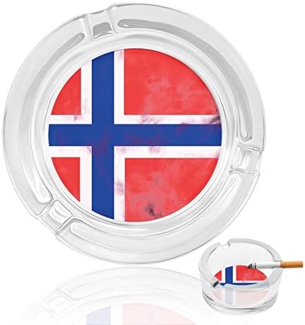 Стъклени Пепелници с Норвежки Флага за Цигари, Ветрозащитный кофа за Боклук, Необичайни Пепелници с Принтом за Домашния