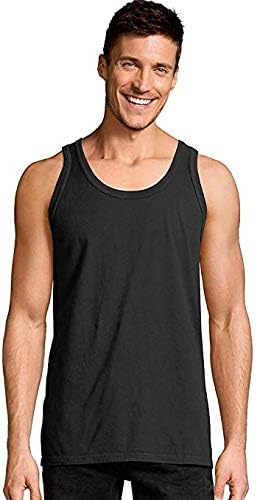 Мъжки удобно облекло Hanes, Боядисана Риза Без ръкави (Черен - XL)
