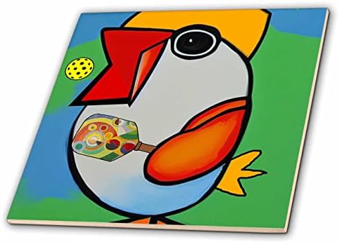 3dRose Готина забавна Симпатична Мацка В Пиклбол, която Свири В Пиклбол в стил Пикасо - Плочки (ct-371919-3)