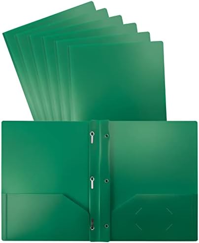 Стоки за офиса, по-Добро, Зелена Пластмаса, 2 Джоба папки с шипове, Стегнати, с Размер за писане, Найлонови Папки, 24