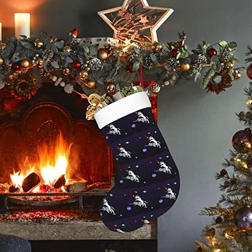 Коледни Чорапи Augenstern Забавен Еднорог Кон на Нарвале в Космоса Двустранни Окачени Чорапи За Камината