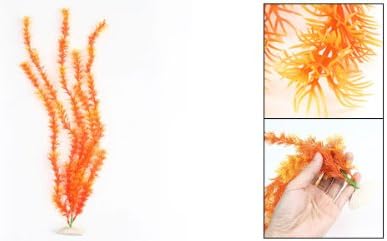 uxcell Пластмасова декорация за аквариум с рибки, подводно растение, 50 см, оранжево