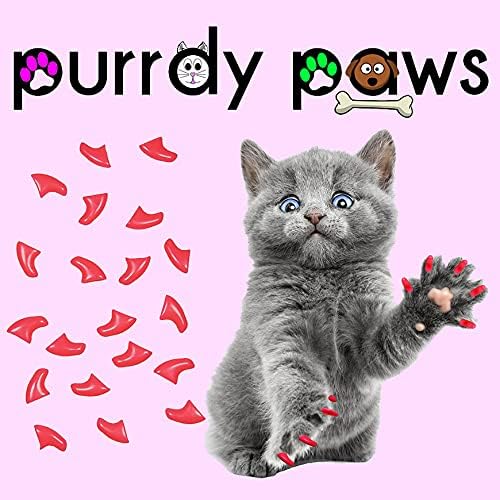 Purrdy Paws 100 Опаковки Меки Капачки за Котешки Нокът ЯРКО Розово Среден
