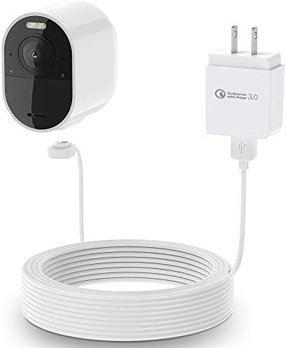 Магнитен кабел за зареждане BECEMURU 30 фута/9 м, защитен от атмосферни влияния, за улицата, за Arlo Ultra, с адаптер за захранване Quick Charge 3.0, удобни за зареждане на фотоапарат A