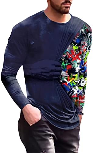 GDJGTA Мъжка Мода Ретро Спорт Фитнес на Открито 3D Тениска С Цифрово Принтом Риза с Дълъг Ръкав Блуза, Топ Мъжка Поло