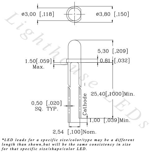 студен Прозрачен бял светодиод с кръгла горна част с дебелина 3 мм - Ултра ярък (опаковка от 20 броя)