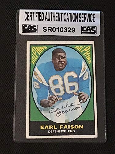 Картичка с автограф Эрла Фейсона 1967 Topps 75 Делфините Cas Authentic - Футболни картички с автографи на NFL