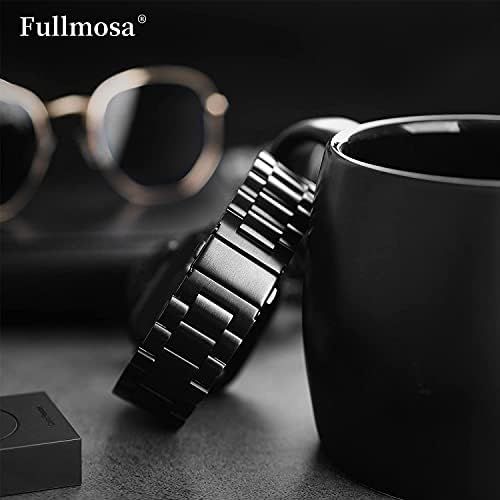 Съвместим с Fullmosa каишка за Apple Watch от неръждаема стомана, 44 мм/45 мм / 42 мм, Черен, с корпус и Съвместими тънка