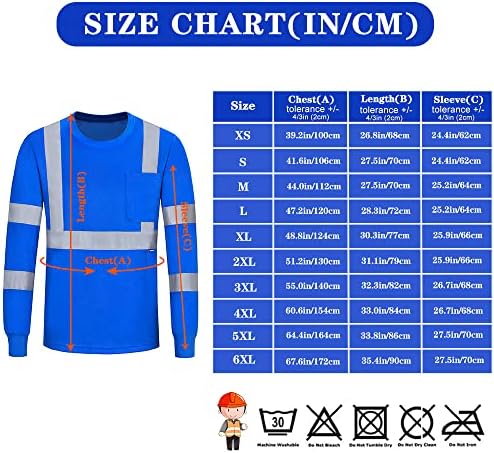 Защитно риза A-SAFETY, Работна Риза с висока видимост, Дълъг Къс Ръкав, Клас 3 (XS-6XL)
