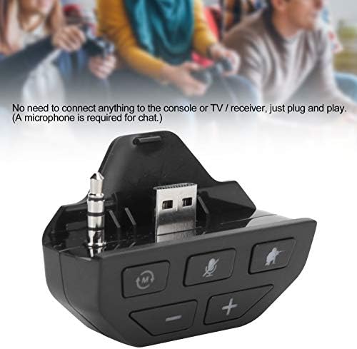 Адаптер за Стереогарнитуры, Аудиоадаптер за Безжични Геймпада с Регулатор на силата на Звука, Усилвател на звука за слушалки 3,5 mm, за Xbox One (Черен)
