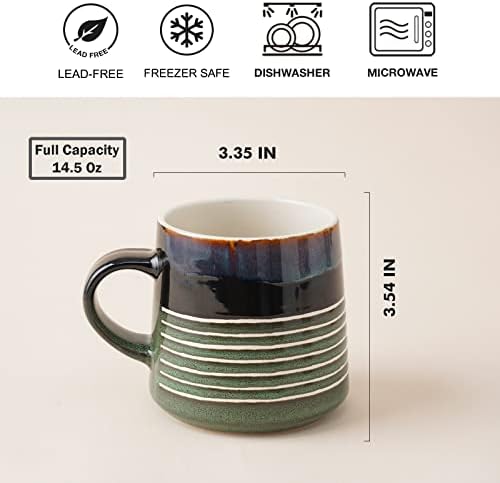 Комплект Керамични чаши кафе на Taimei Teatime от 4 чаши кафе на по 14 грама с дръжка, Уникални Чаени Чаши с реактивни глазура