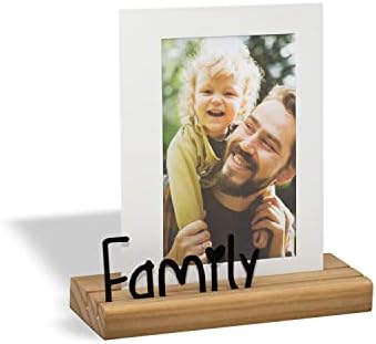 Рамка за снимки GEGUTON със семейната тематика - Рамка за снимки с размери 4x6, декоративни Елементи от стомана и дърво за