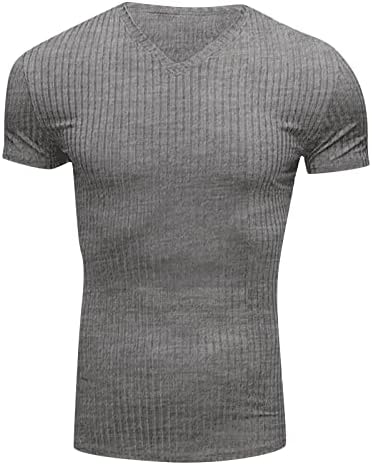 Мъжка риза AMZoc, Ежедневни Приталенная Базова Тениска с къс ръкав, Летен Топ с V-Образно деколте